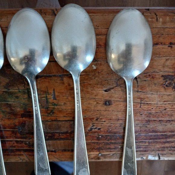 Vintage American Silver Co. Silverplate Soup Spoons Camelot Harvest Set of 6 - Picture 11 of 16
